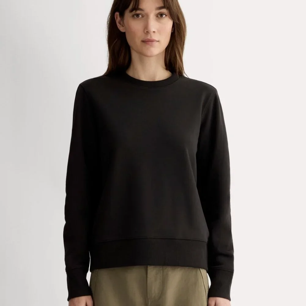Everlane Off-Duty Terry Crew Neck in Black, Size Small, Cotton/Polyester - Picture 2 of 4